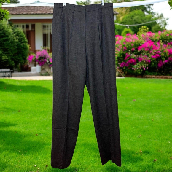 Vtg Chadwick’s 100% Wool Gray Lined Pleated Front High Waisted Pants Sz M Tall - Picture 1 of 8